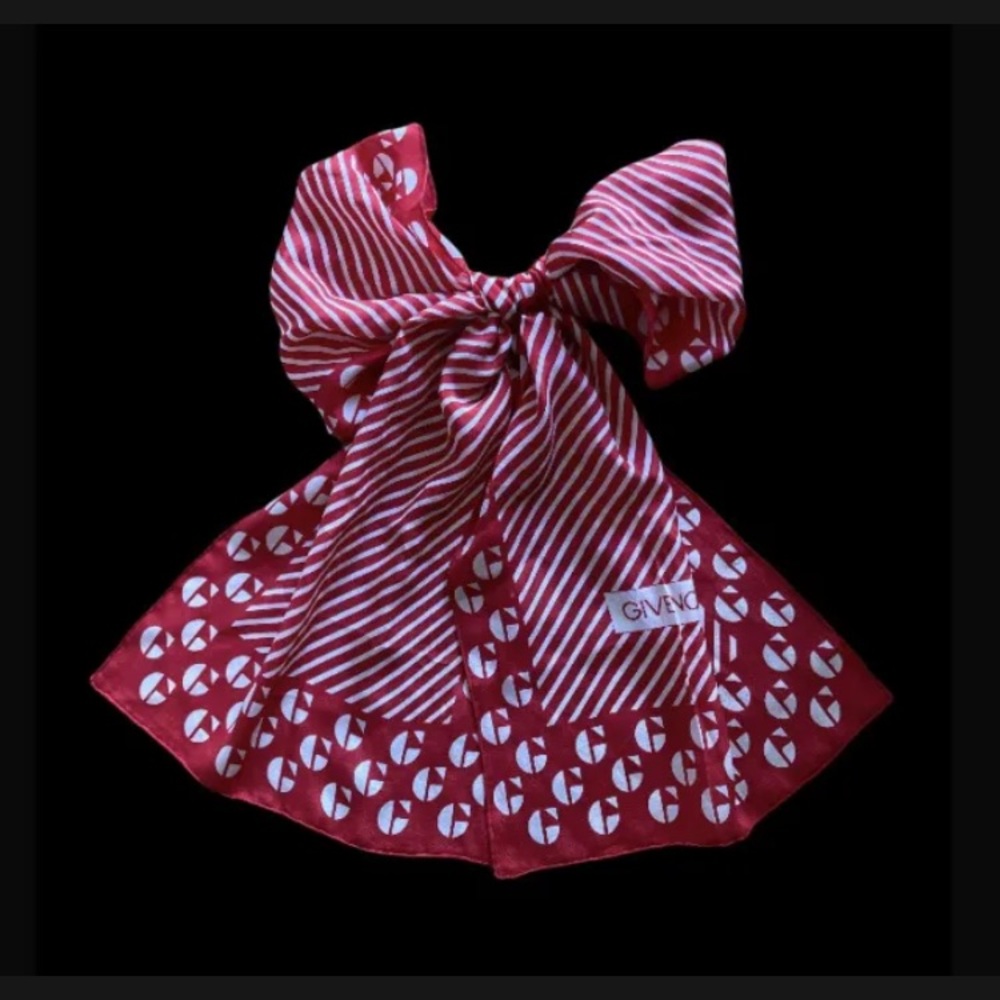 Red & White Vintage Givenchy Silk Scarf